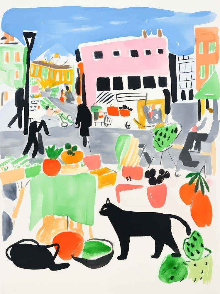 The Food Market In Oslo 1 Illustration