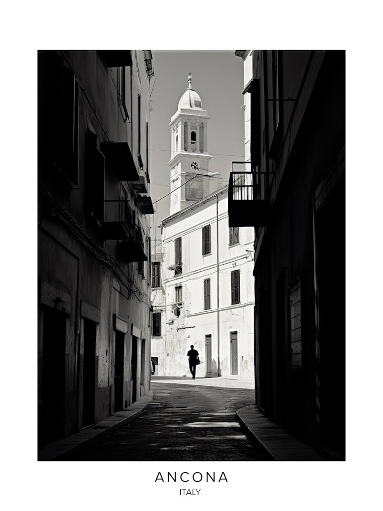 Poster Of Ancona, Italy, Black And White Analogue Photography 3