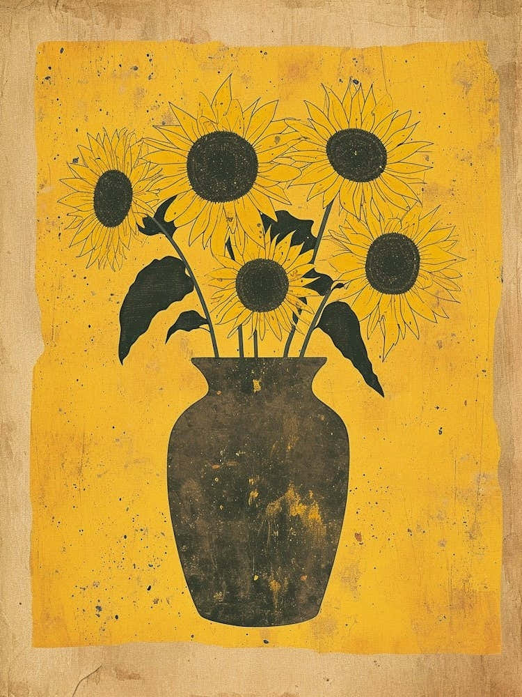 Sunflower Yellow & Linework Illustration