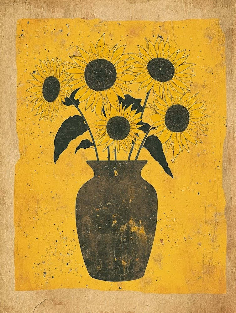 Sunflower Yellow & Linework Illustration