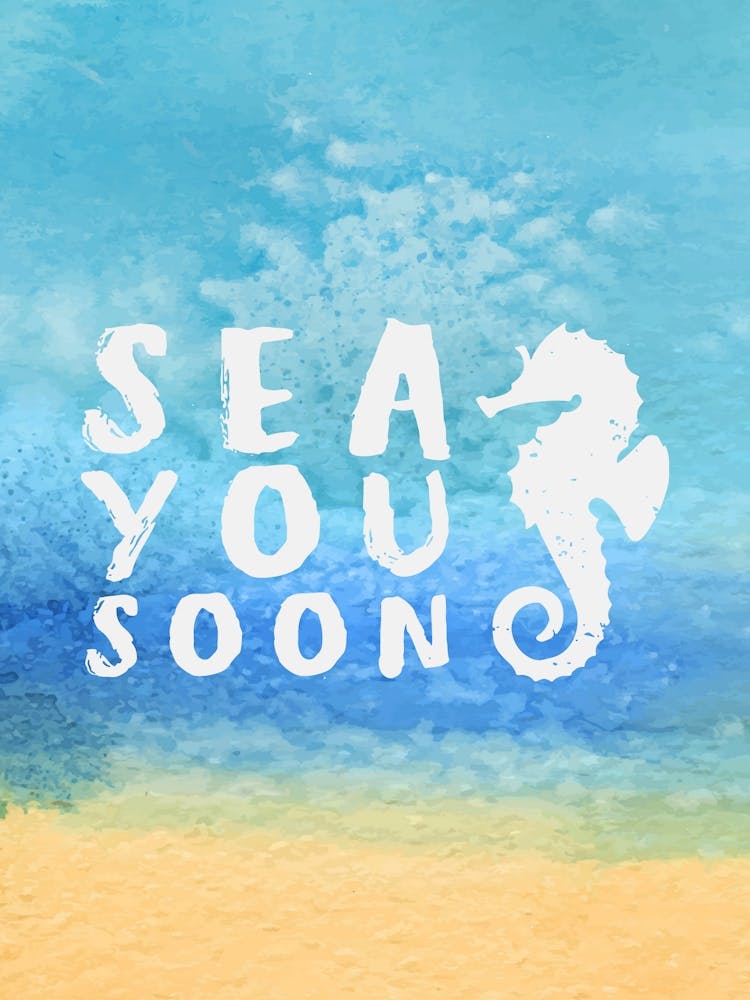 Sea you soon - travel poster, vector art, positive tropical motivation 8
