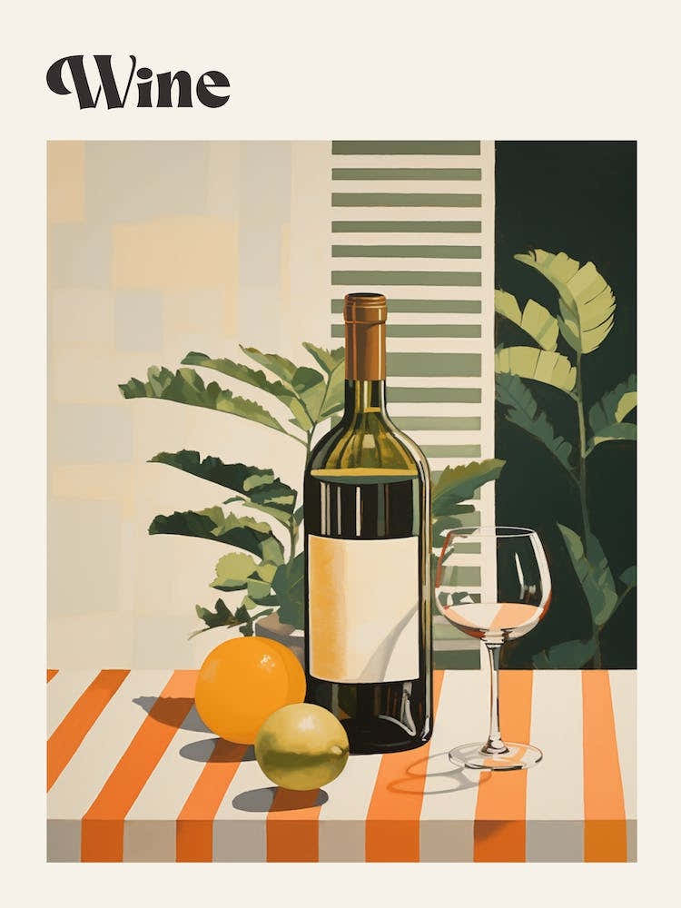 Wine 2 Retro Cocktail Poster