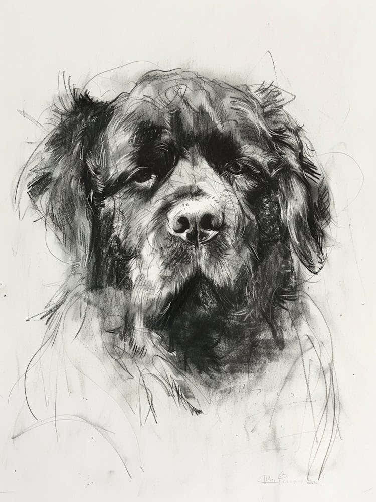 Newfoundland Dog Charcoal Line 3