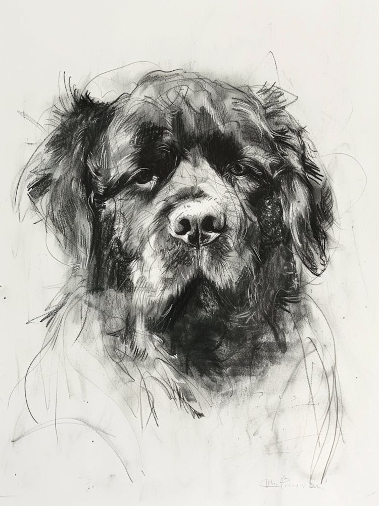 Newfoundland Dog Charcoal Line 3