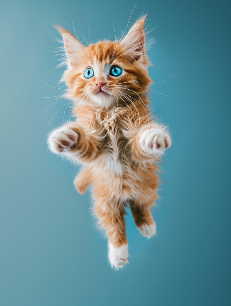 Cute Kitten In The Air