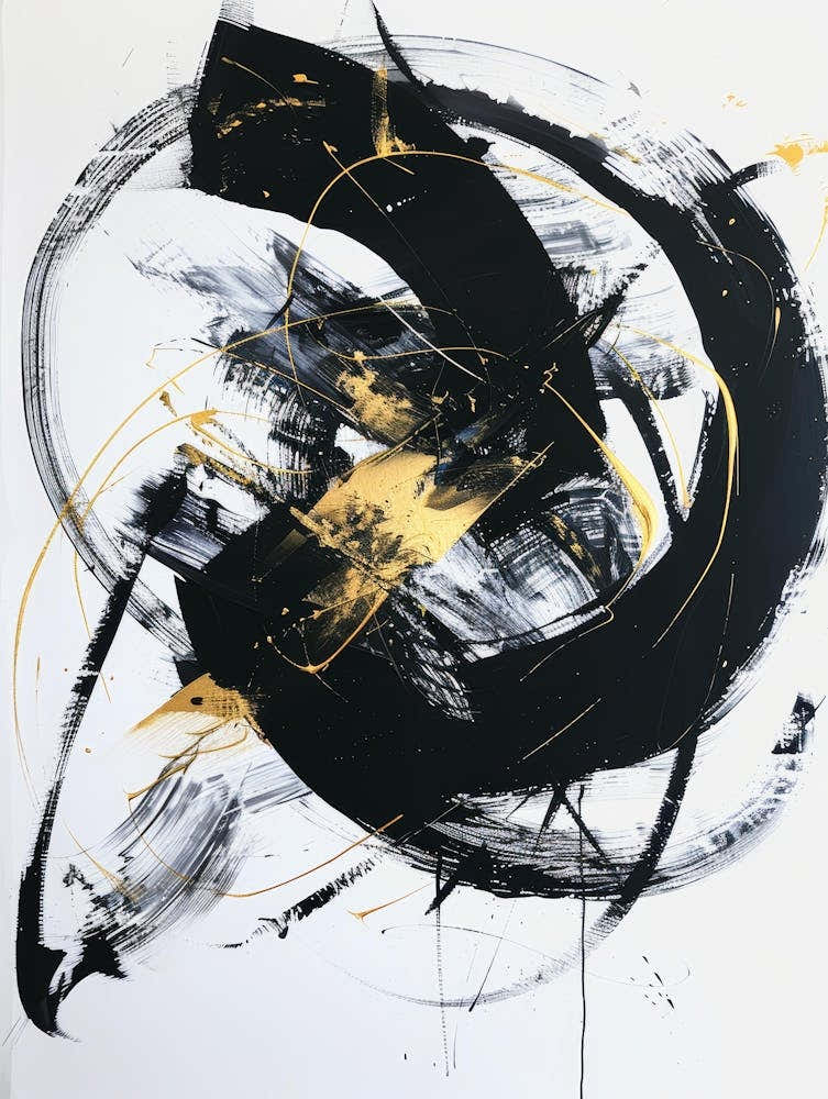 Abstract Black And Gold Painting 63