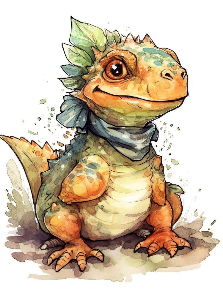 Citipati Cute Dinosaur Watercolour 2