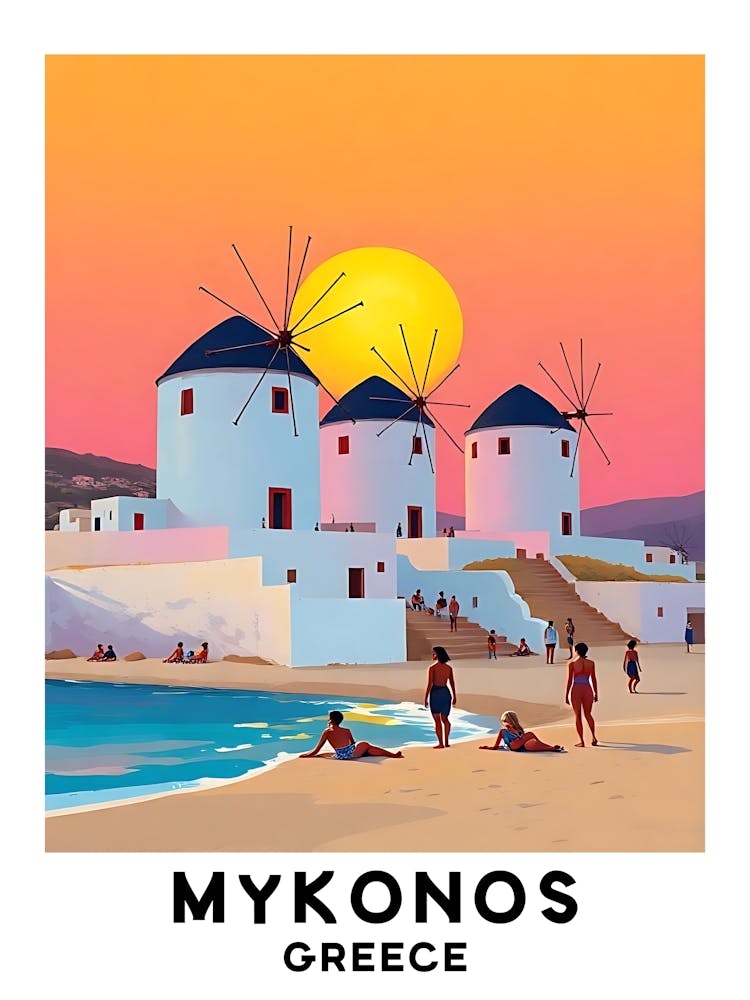 Mykonos - Greece Vintage Travel Poster 5