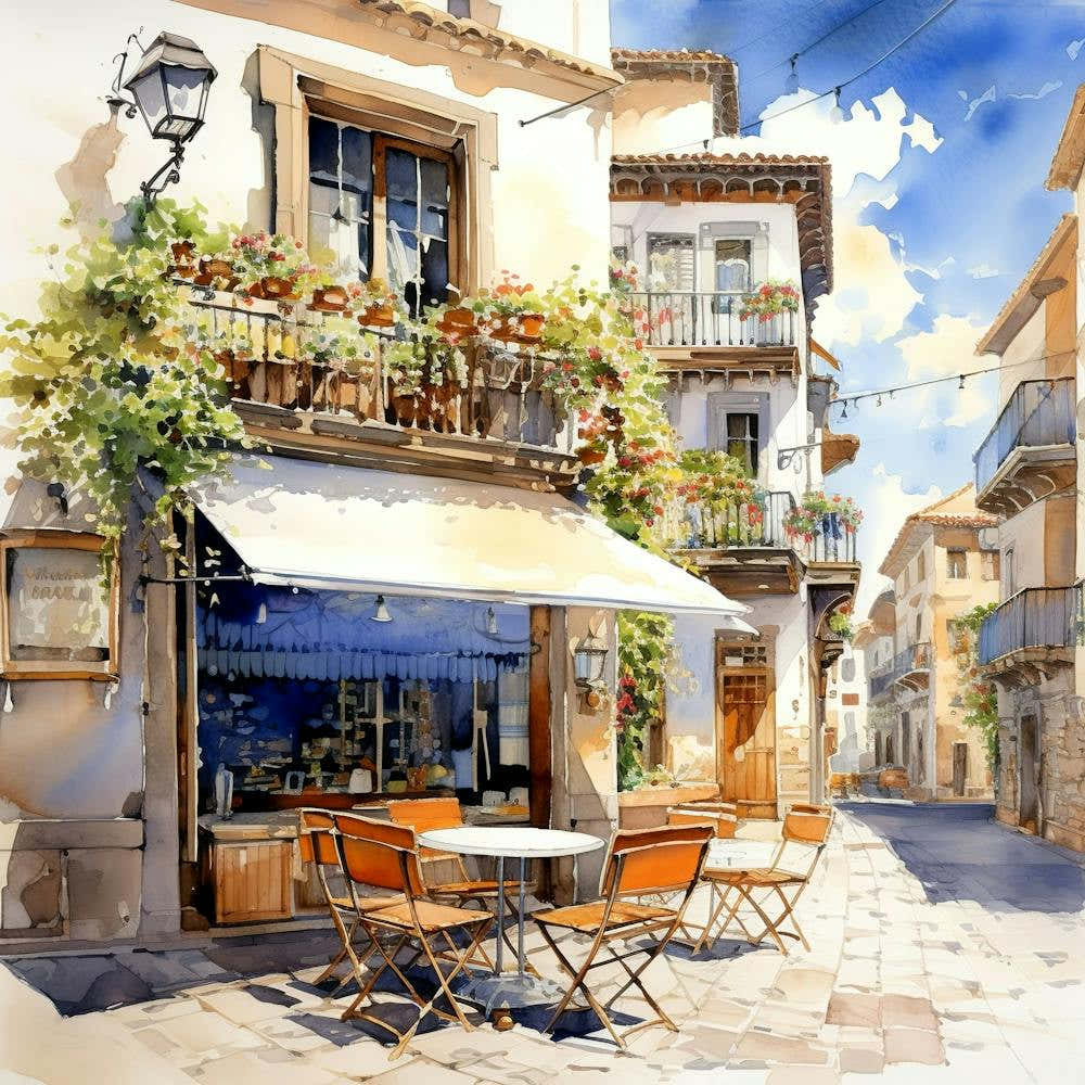 Street Cafe Watercolor