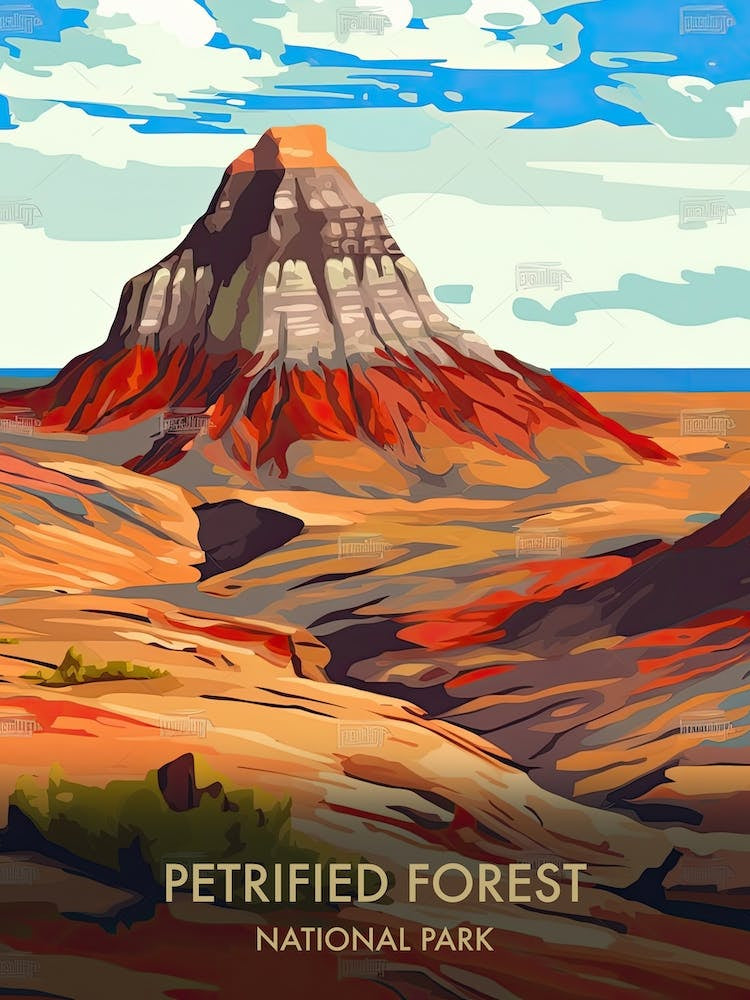 Petrified Forest National Park Travel Poster Illustration Style 4