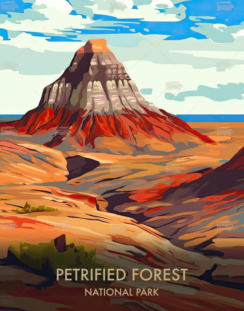 Petrified Forest National Park Travel Poster Illustration Style 4