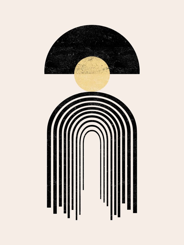 Mid-Century Modern - Sun, Rainbow, and Moon