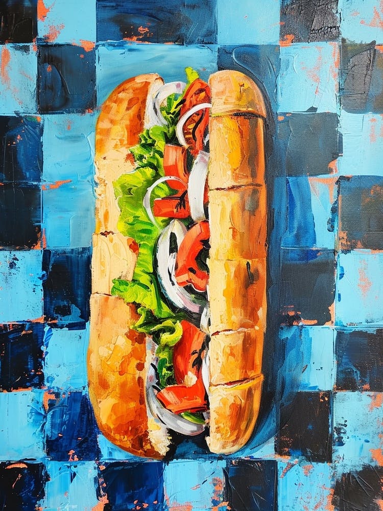 Baguette Checkered Blue Painting 2