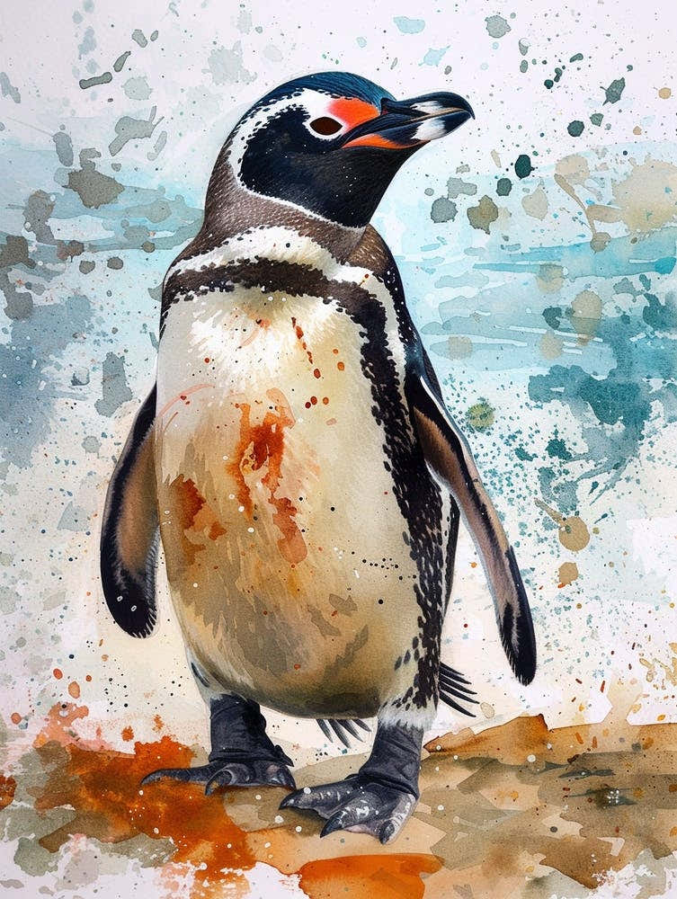 Humboldt Penguin Laurie Island Watercolour Painting 3