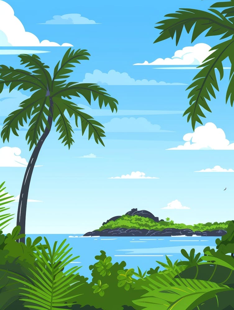 Tropical Landscape With Palm Trees