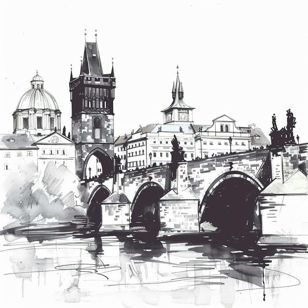 A Prague With Charles Bridge Hand Drawn Sketch I 1720467835 4