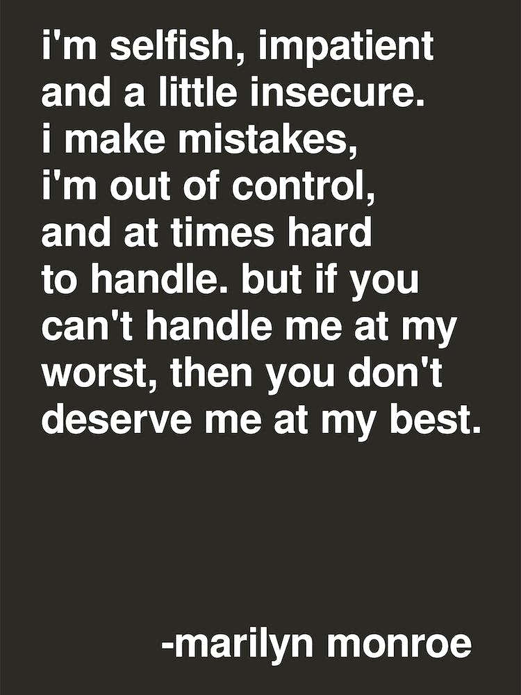 Selfish Marilyn Monroe Quote In Black