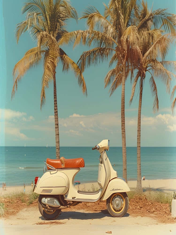 Vespa On The Beach