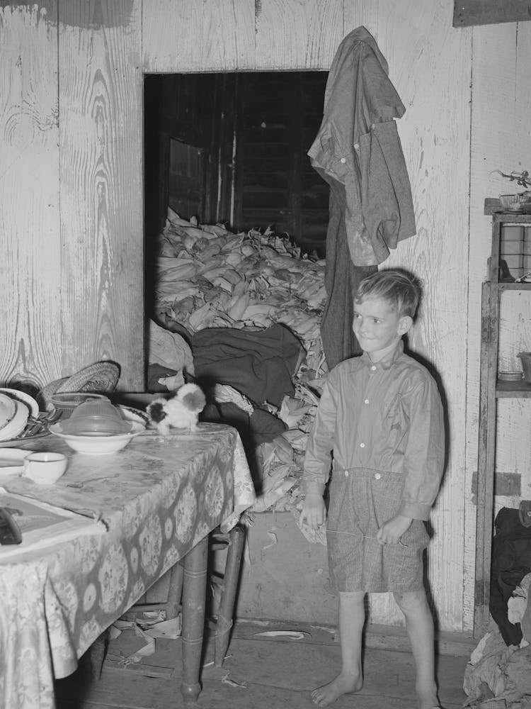 Untitled Photo, Possibly Related To Son Of The Adams Family, Morganza, Louisiana, In Kitchen With Corn Crib In