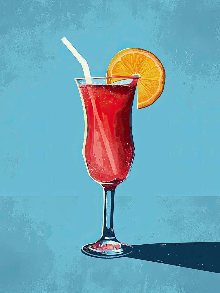 Red Cocktail In A Glass, Mid century