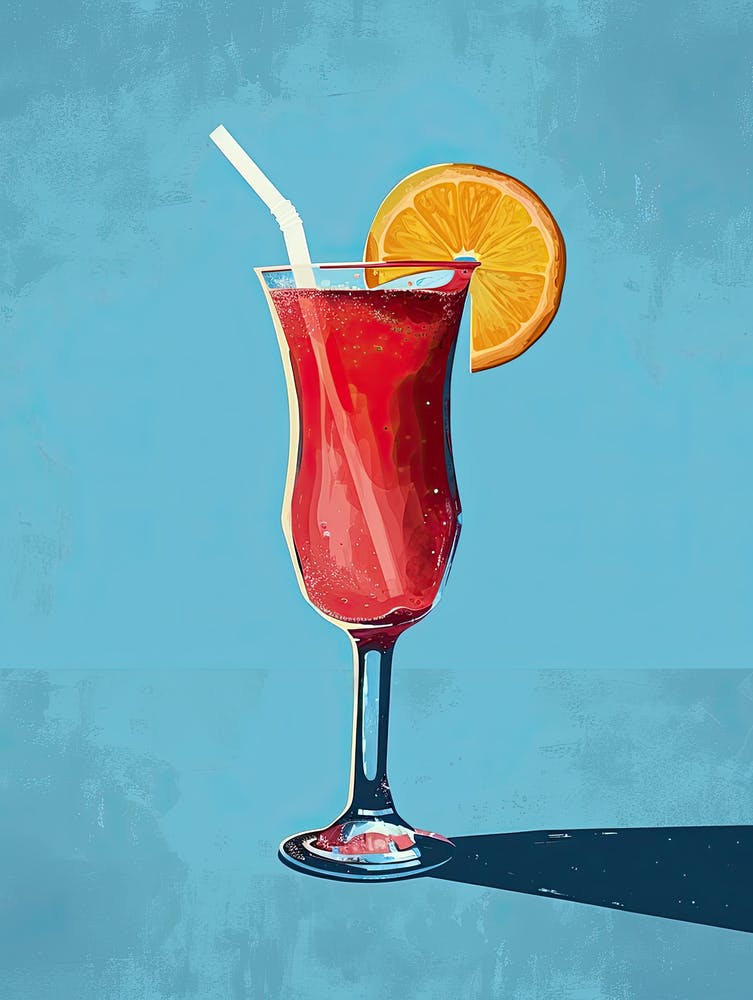 Red Cocktail In A Glass, Mid century
