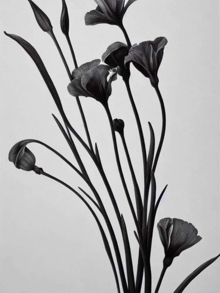 Lisianthus B&W Pencil 3 Flower