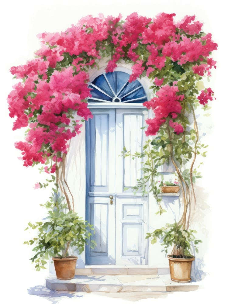 Athens, Greece   Mediterranean Doors Watercolour Painting 4