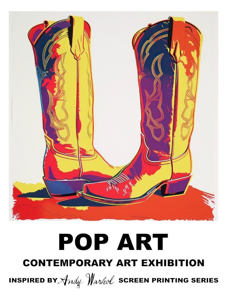 Poster Cowboy Boots Pop Art 3