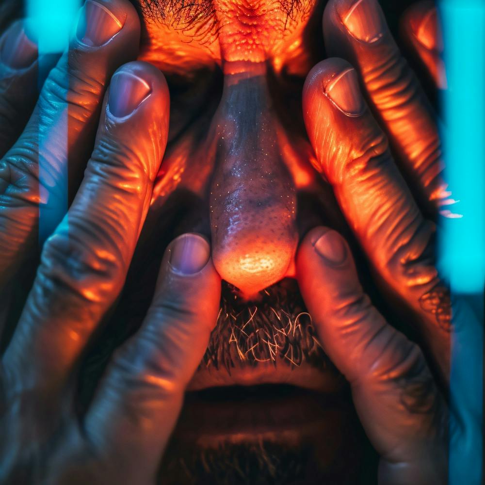 Man With His Hands On His Face