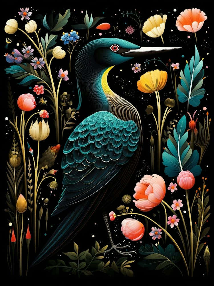 Folk Bird Illustration Common Loon 2