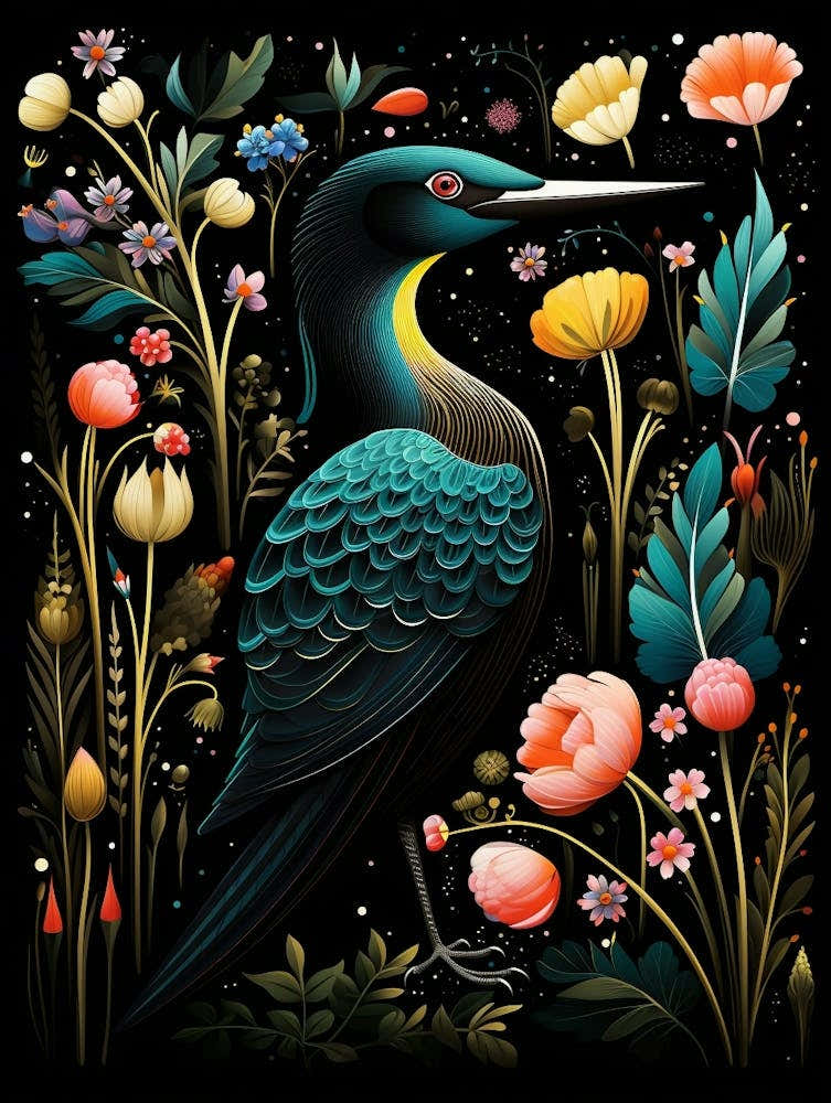 Folk Bird Illustration Common Loon 2