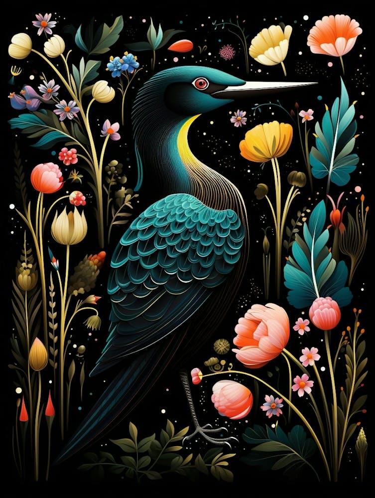 Folk Bird Illustration Common Loon 2