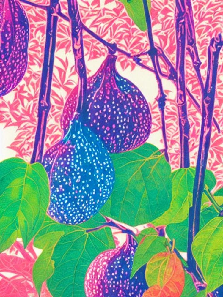Fig Risograph Retro Poster Fruit