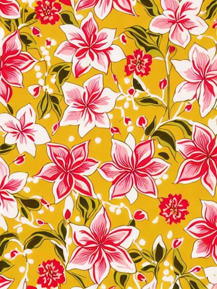 Amaryllis Floral Print Retro Pattern 1 Flower