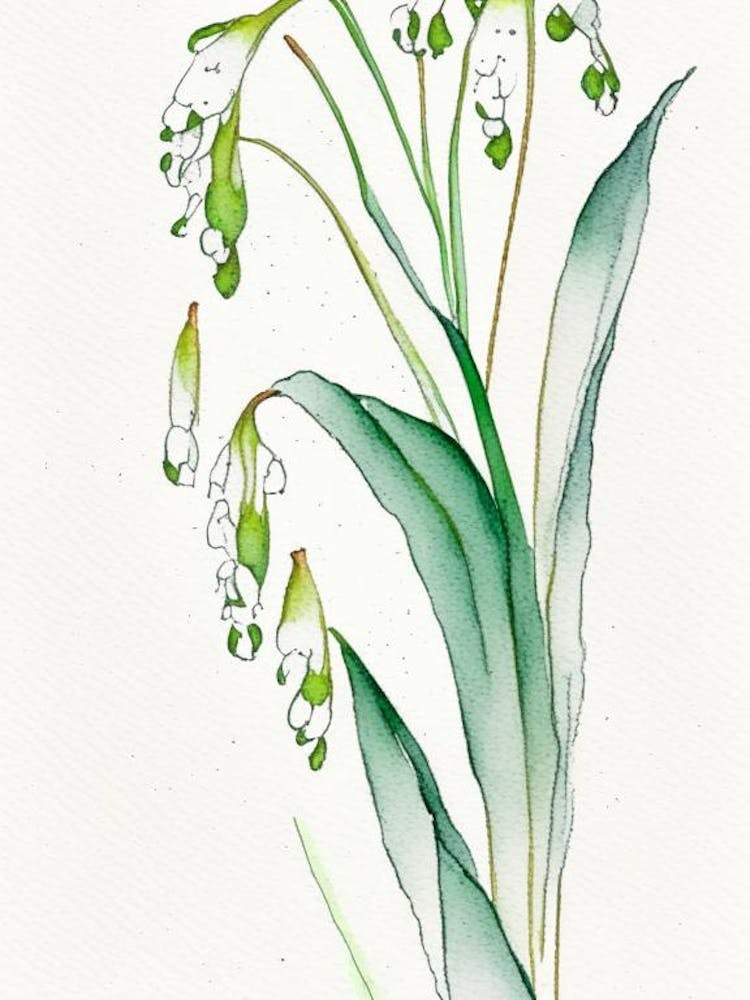 Lily Of The Valley Herb Minimalist Watercolour 2
