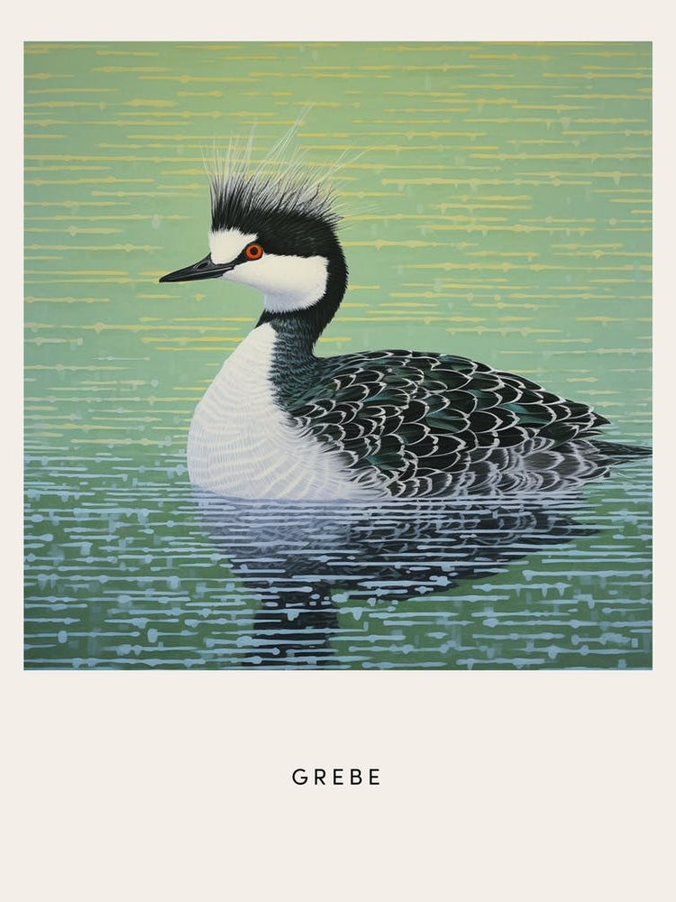 Ohara Koson Inspired Bird Painting Grebe 4 Poster