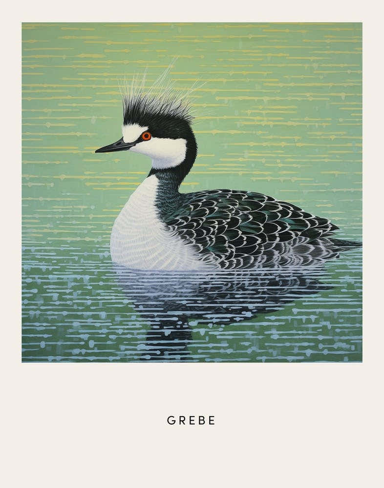 Ohara Koson Inspired Bird Painting Grebe 4 Poster