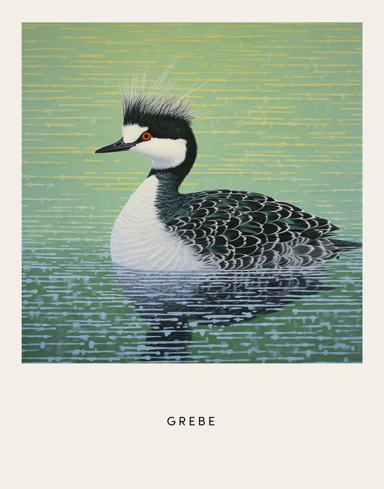 Ohara Koson Inspired Bird Painting Grebe 4 Poster
