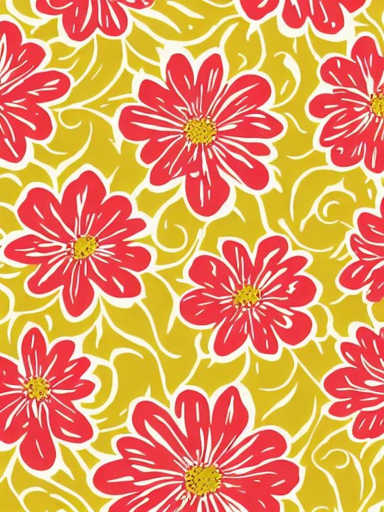 Peppermint Floral Print Warm Tones 2 Flower