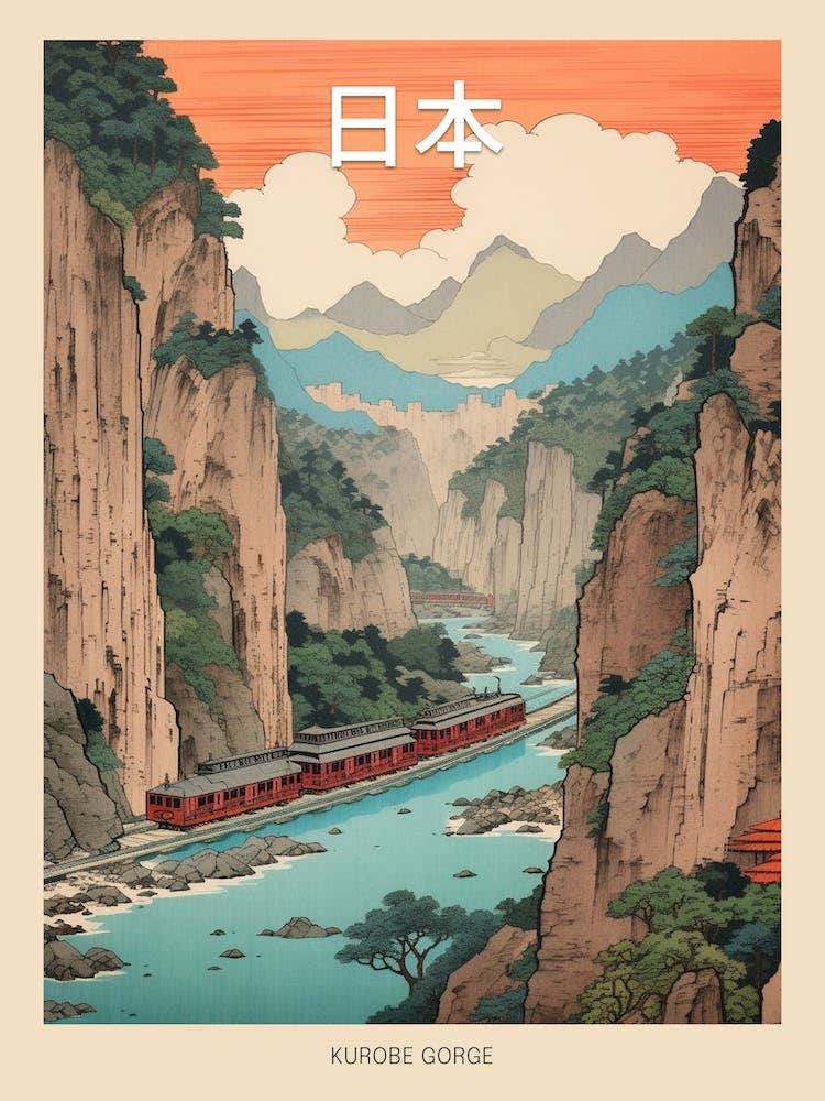 Kurobe Gorge, Japan Vintage Travel Art 1 Poster