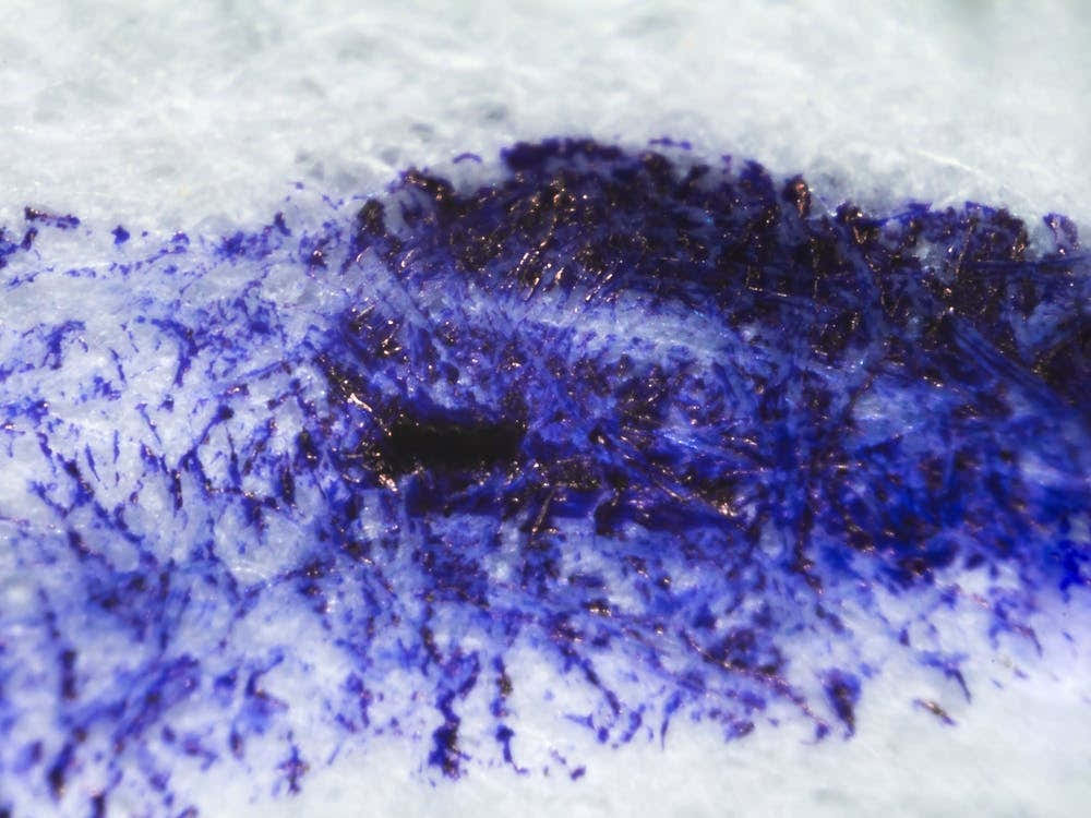 Dripping Blue Ink On Paper Under The Microscope 1