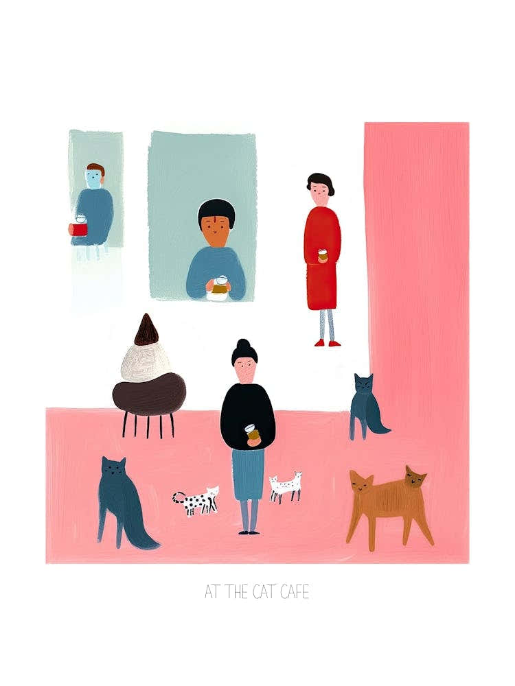 At The Cat Cafe Illustration