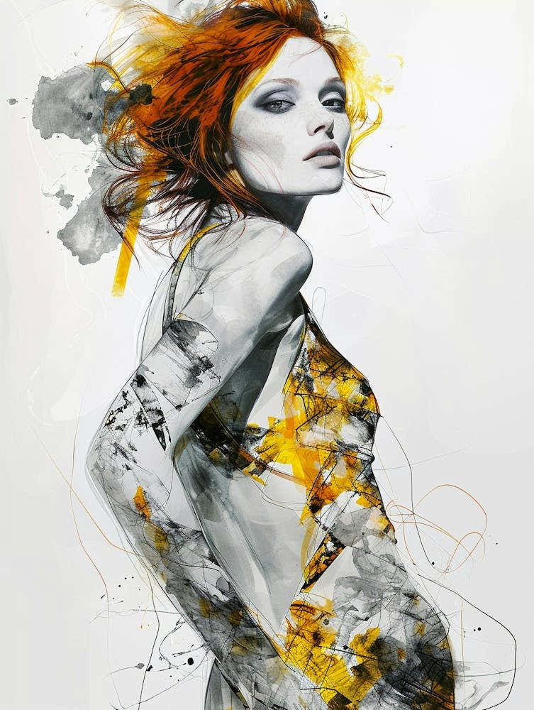 Abstract Painting of a Futuristic Woman