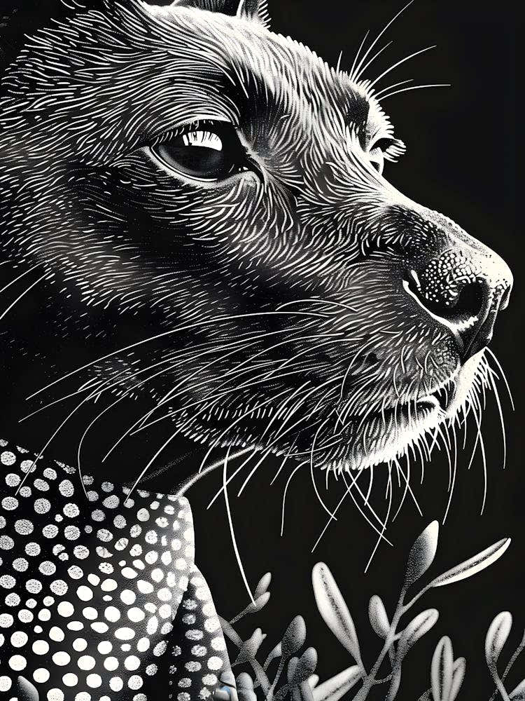 Black And White Drawing Of A Dog