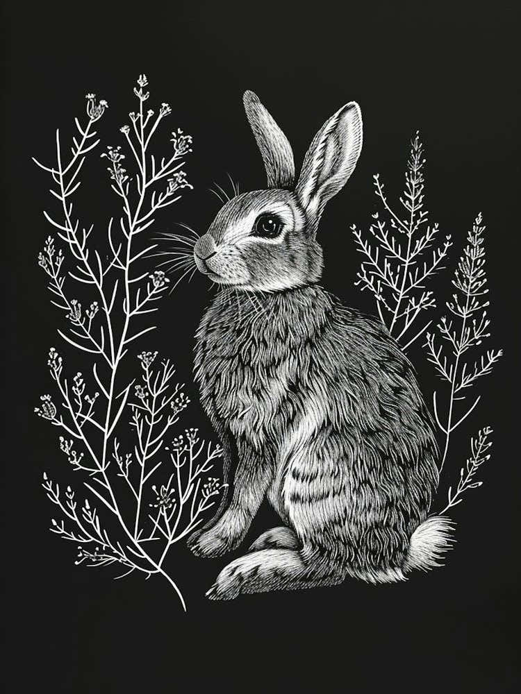 Satin Rabbit Minimalist Illustration 4