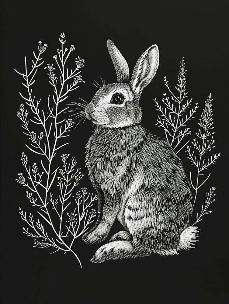 Satin Rabbit Minimalist Illustration 4