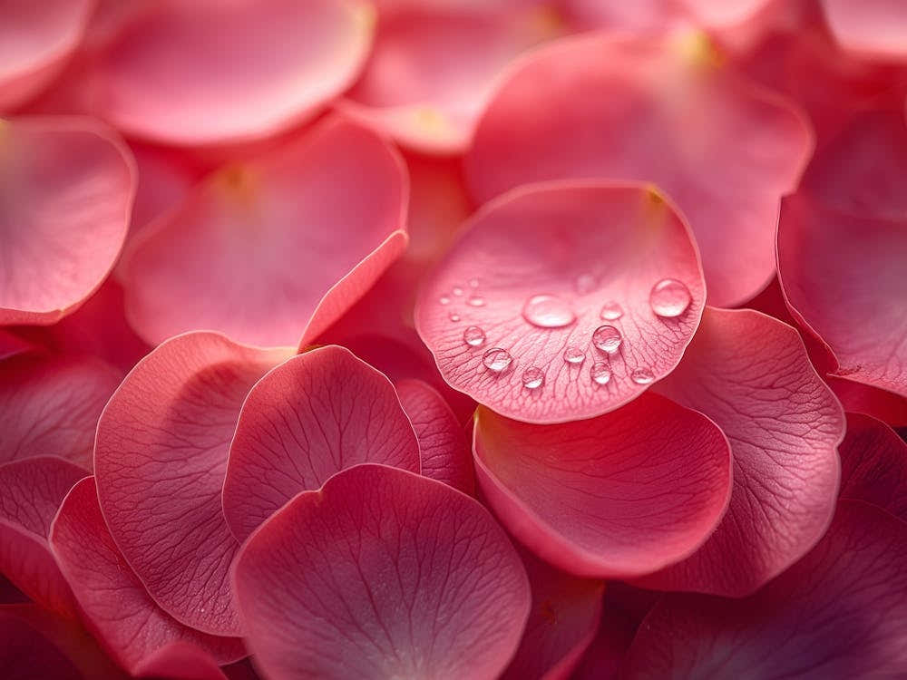 Pink Rose Petals With Water Droplets