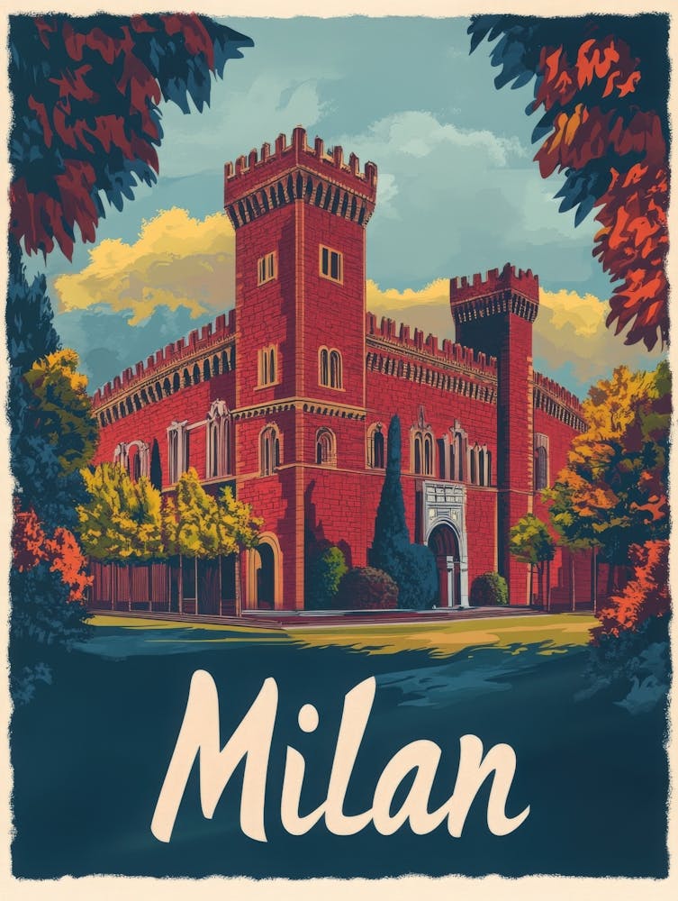 Aihrgdesign A Retro Travel Poster For Milan 2