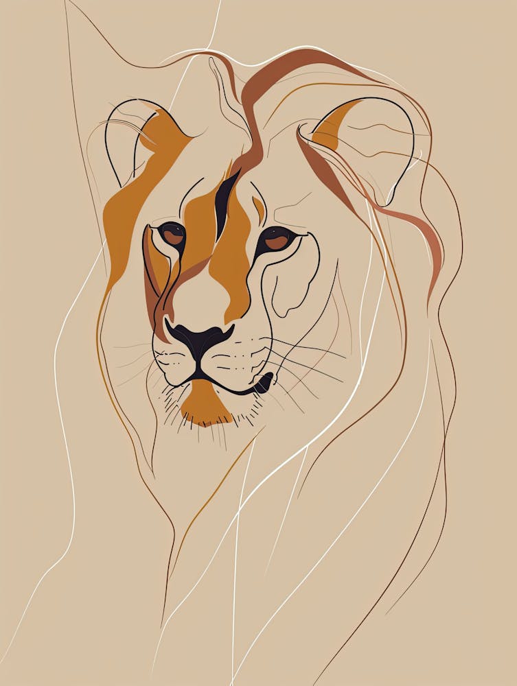 Lion - Boho, Line Art 3