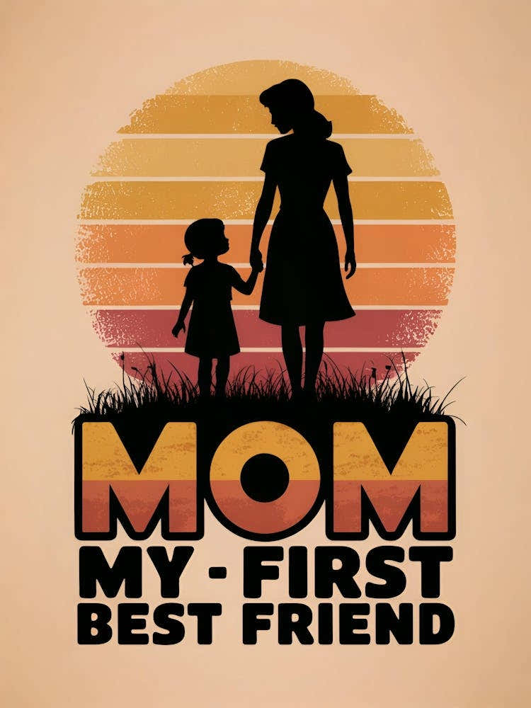 Mom My First Best Friend Retro Sunset Mothers Day